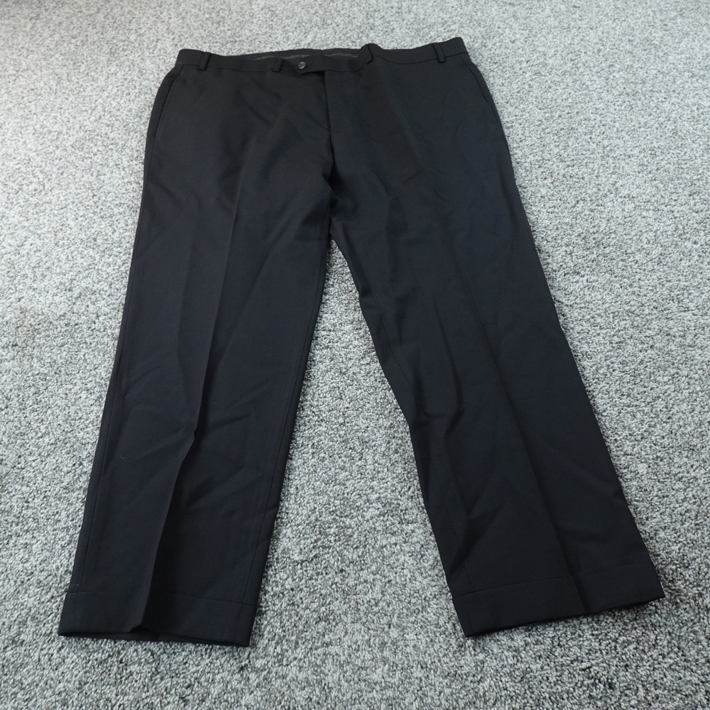 Ralph Lauren Pants Mens 42X30 Black Wool Chino Dress Trouser Flat Front Cuffed